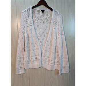 Torrid White Open Front Crochet Knit Cardigan Shrug Plus size 2X Lightweight